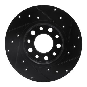 Chrysler 200 Brake Rotor (1) - Rear Left - R1 Concepts - Drilled & Slotted - Black - `14-`22